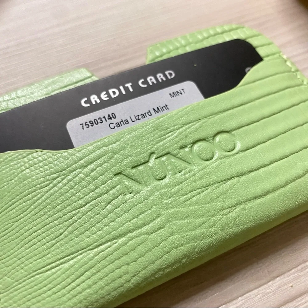 Nunoo Carla Green Faux Lizard Skin Mint Card Holder